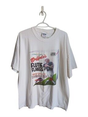 Vintage Y2K Gildan White Buffalo's Flutie Flakes Graphic Tee Buffalo Bills XL